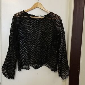Chic Black Lace Women's Blouse